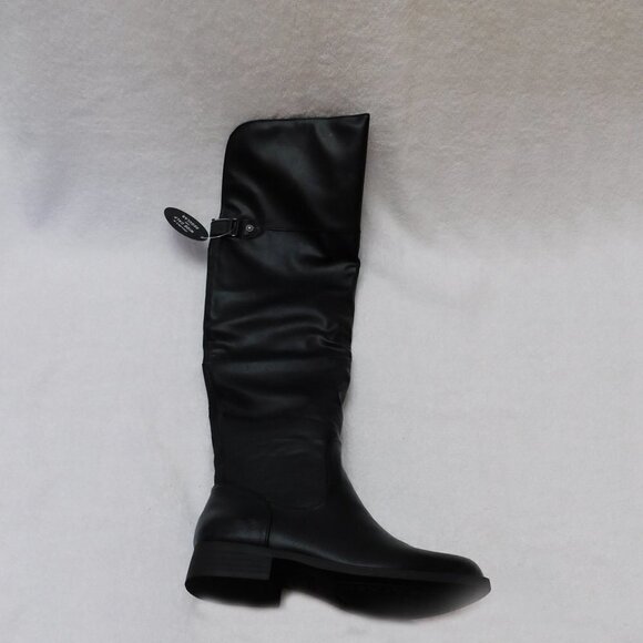 W566 Sun + Stone Black Women's Allicce Faux Leather Over-The-Knee Boots - Picture 1 of 5